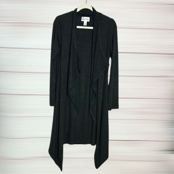 Joseph Ribkoff Women's Charcoal Gray Long Sleeve Shark Bite Knit Midi Dress US12 - Picture 2 of 10